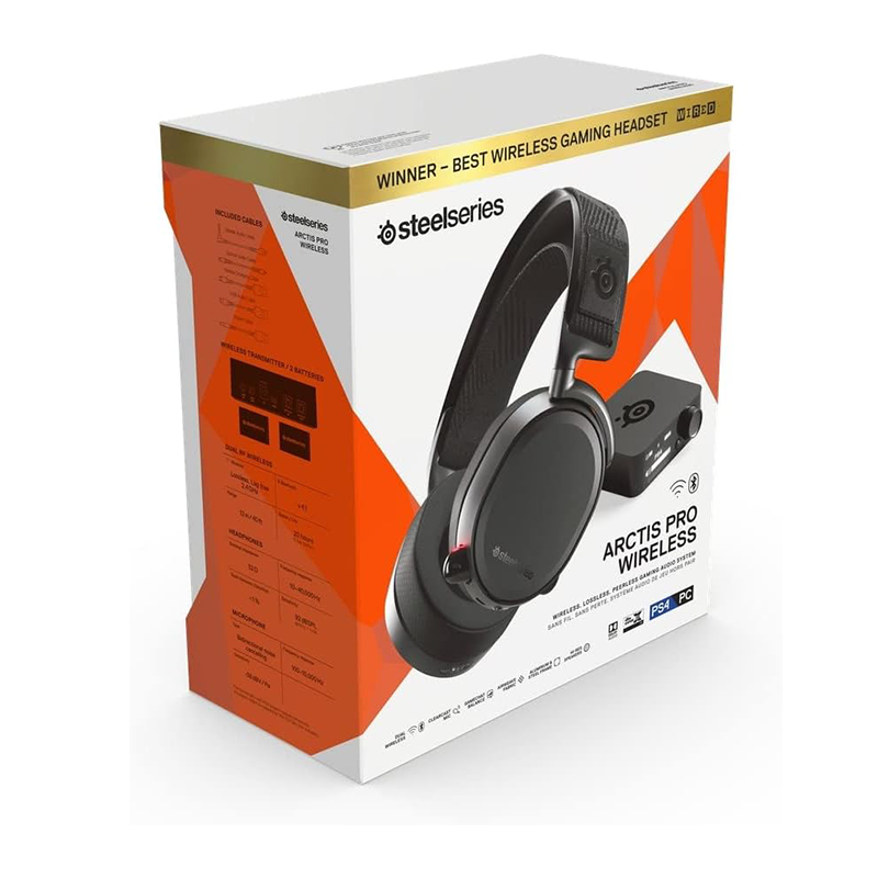 SteelSeries Arctis Pro Wireless - Gaming Headset - Hi-Res Speaker Drivers - Dual Wireless (2.4G & Bluetooth) - Dual Battery System - For PC, PS5 and PS4